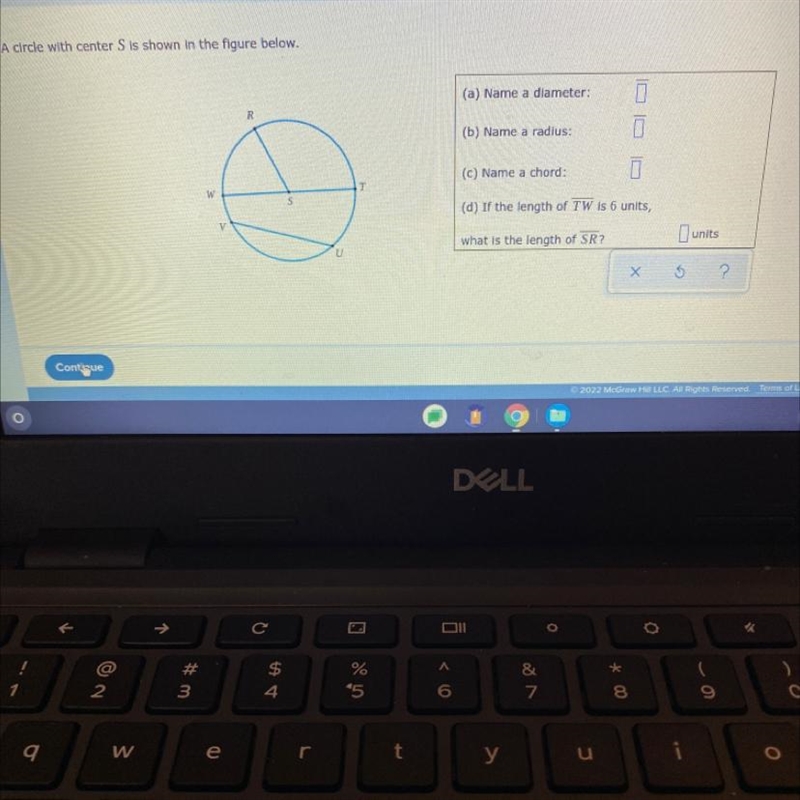 A circle with center S is shown in the figure below.(a)R(b)(c)NTwS(d) IfVwhat-example-1