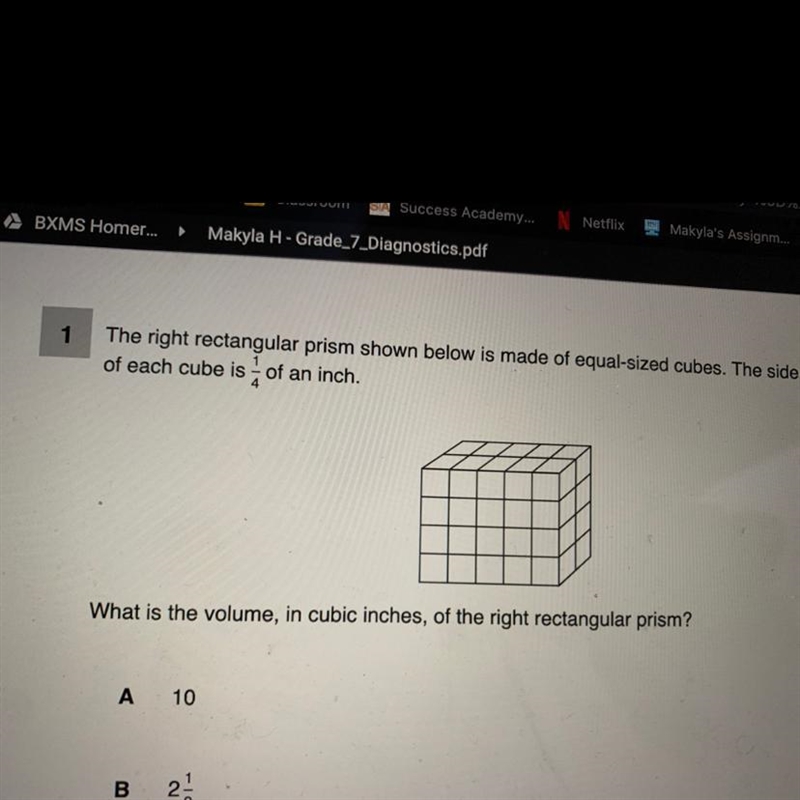 The right rectangular prism shown below is made of equal-sized cubes. The side lengthof-example-1