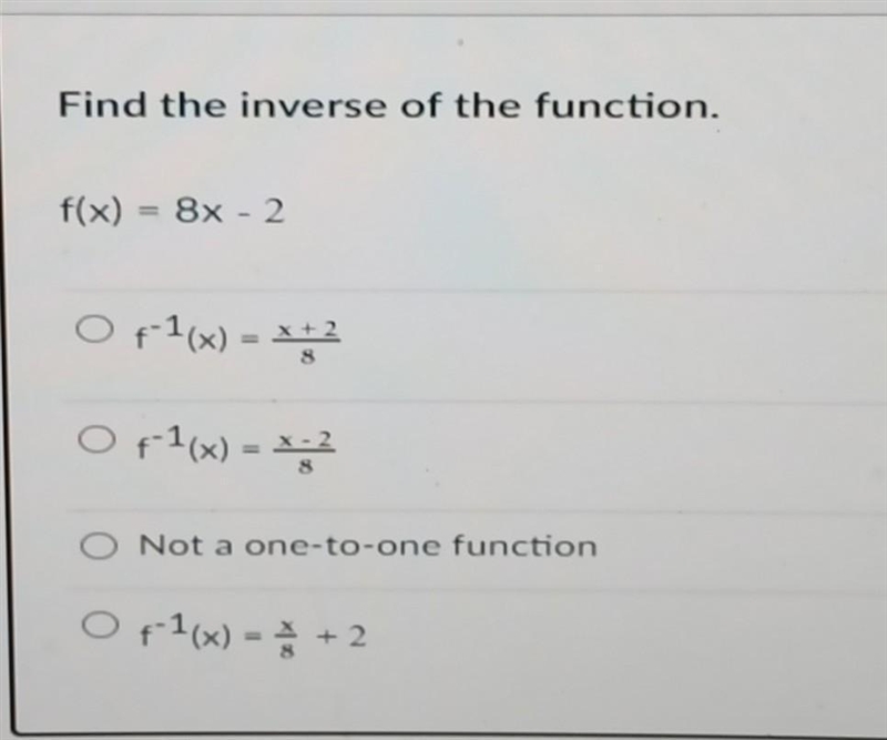 Find the inverse of the function. I really need help!!-example-1