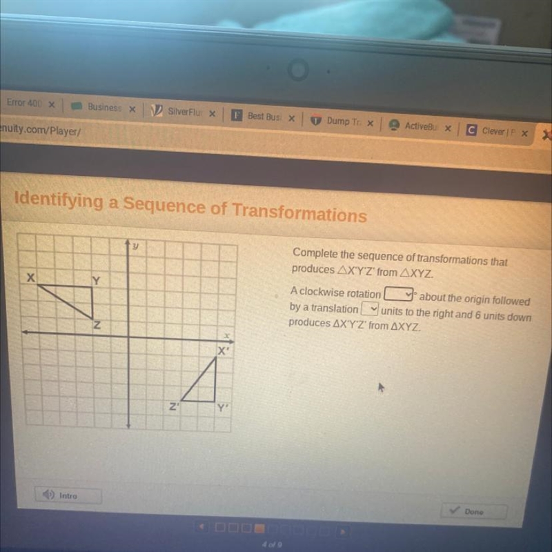 X Intro Y N y N Z' x X' Y' Complete the sequence of transformations that produces-example-1