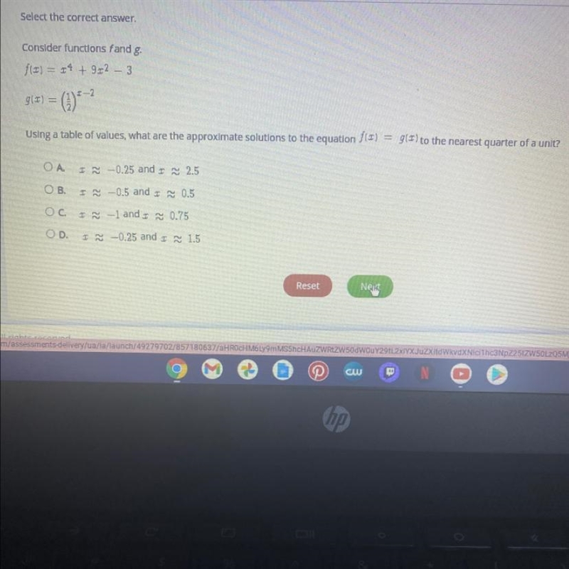 Select the correct answer.Consider functions fand g.flI) = 14 + 912 - 3ェ I-2g(1) =Using-example-1