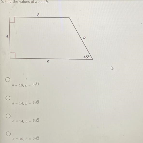 Please help! Find the values of a and b-example-1