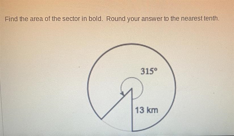 Find the area of the sector in bold. Round the answer to the nearest 10th.-example-1