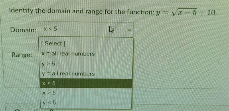 hi, can you help me with this. the multiple options given for the range are x &lt-example-1