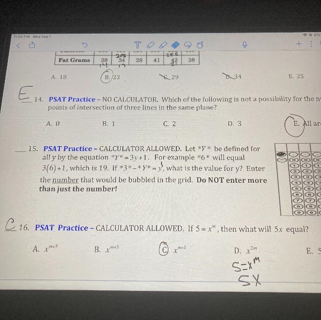 15. PSAT Practice - CALCULATOR ALLOWED. Let *Y* be defined forall y by the equation-example-1