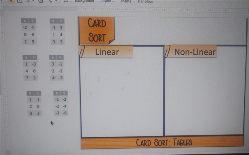 CARD 2 Linear Non-Unear 7 * * > CARD SORT TALES-example-1