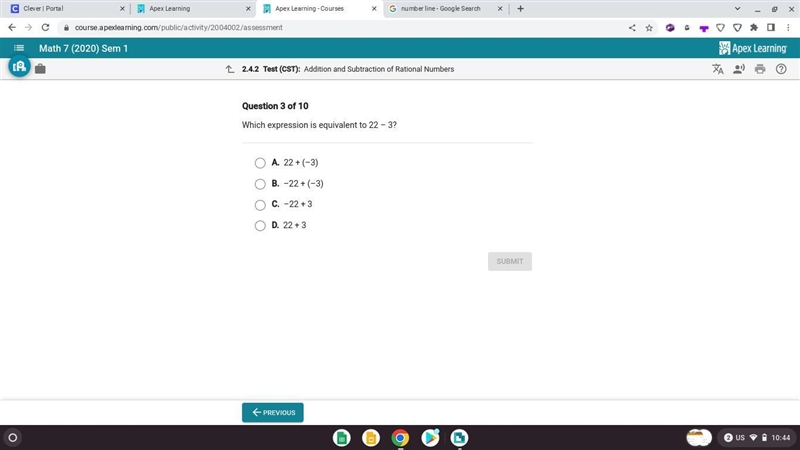 Which expresstion is equivalent to 22 - 3-example-1