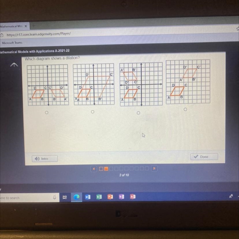 Which diagram shows a dilation?-example-1