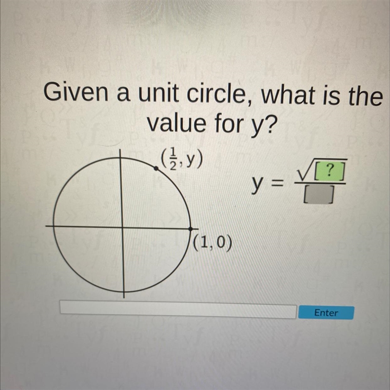 TRIGONOMETRY Given a unite circle what is the value for y?-example-1