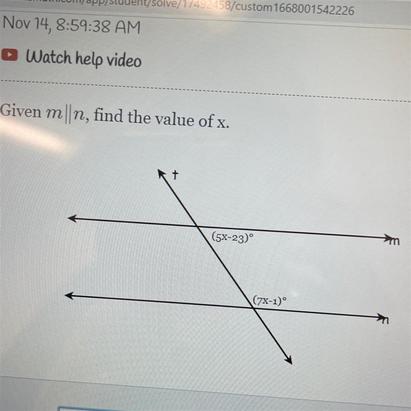 Given m||n, find the value of x.-example-1