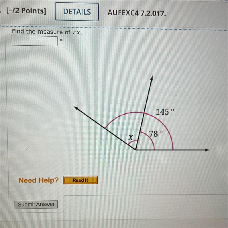 Find the measure of X-example-1