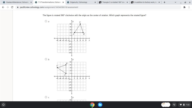 The figure is rotated 360° clockwise with the origin as the center of rotation. Which-example-1