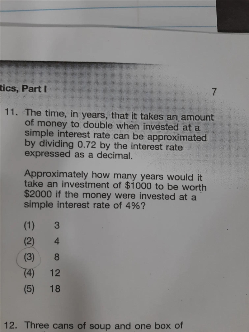 The time, in years, that it takes an amount of money to double when invested at a-example-1