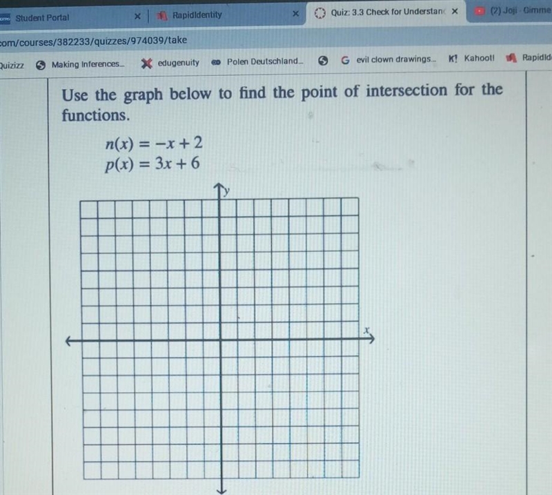 Use the graph below to find the point of intersection for the functions .-example-1