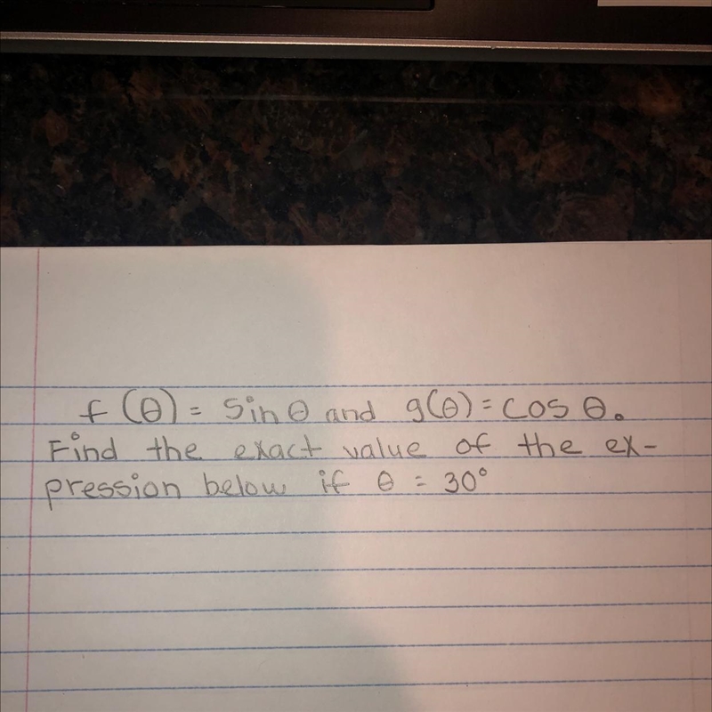 G(0)/4 find the exact value of the expression of 0=30 degrees-example-1