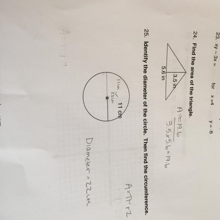 Number 25. Identify the diameter of the circle. Then find the circumference.-example-1