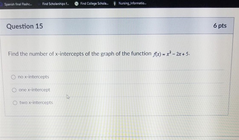 Please help!! Find the number if intercepts of the graph of the function f(x)=x^2-2x-example-1