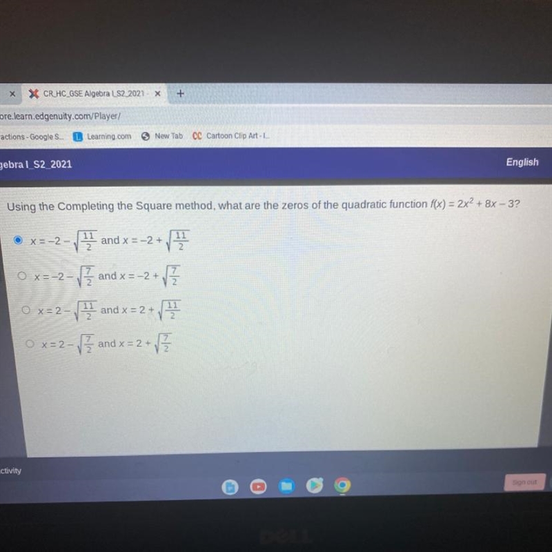 Using the Completing the Square method, what are the zeros of the quadratic function-example-1