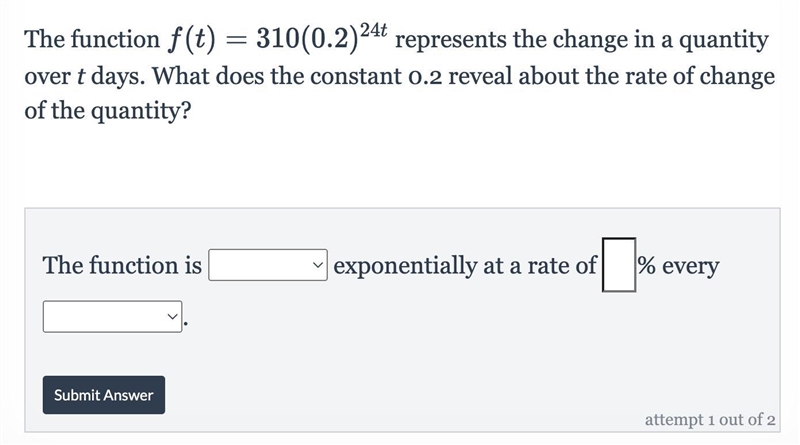 What does the constant 0.2 reveal about the rate of change of the quantity?-example-1