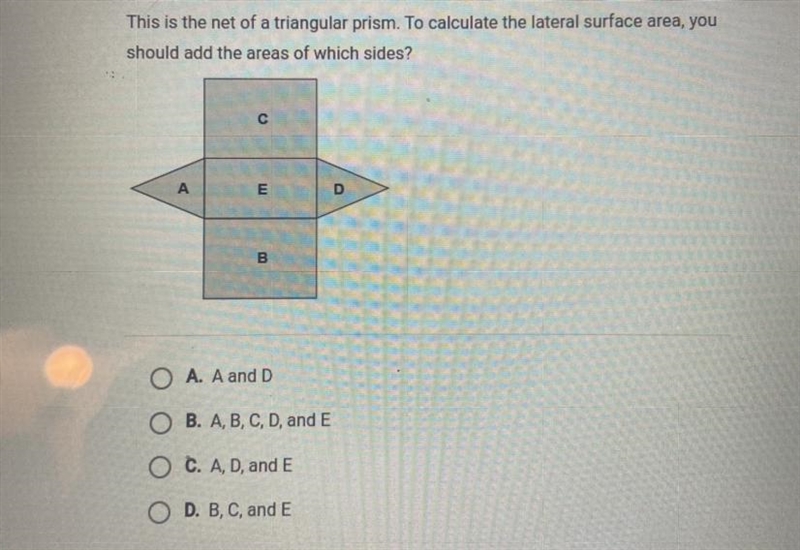 This is the net of a triangular prism. To calculate the lateral surface area, youshould-example-1