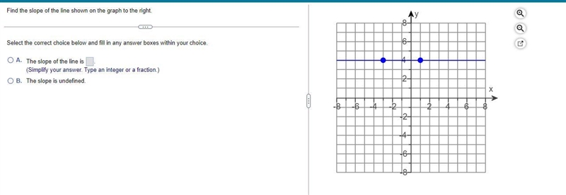 Find the slope of the line shown on the graph to the right.Select the correct choice-example-1