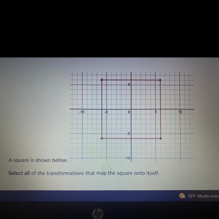 The answer choices in the picture are: A. a reflection over the line x=6 B. a dilation-example-1