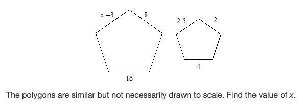 The polygons are similar but not necessarily drawn to scale. Find the value of x. (image-example-1