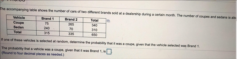 The accompanying table shows the number of cars of two different brands sold at a-example-1