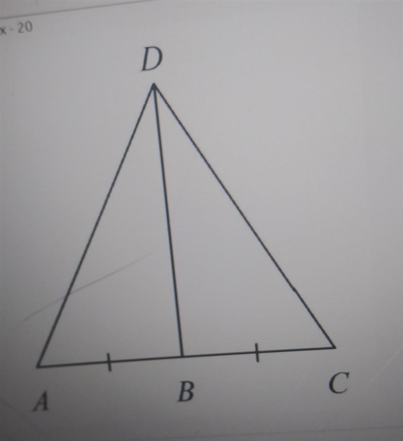 BD is a median . AB = 20 - x BD = 2x + 60 AC = 10x - 20-example-1