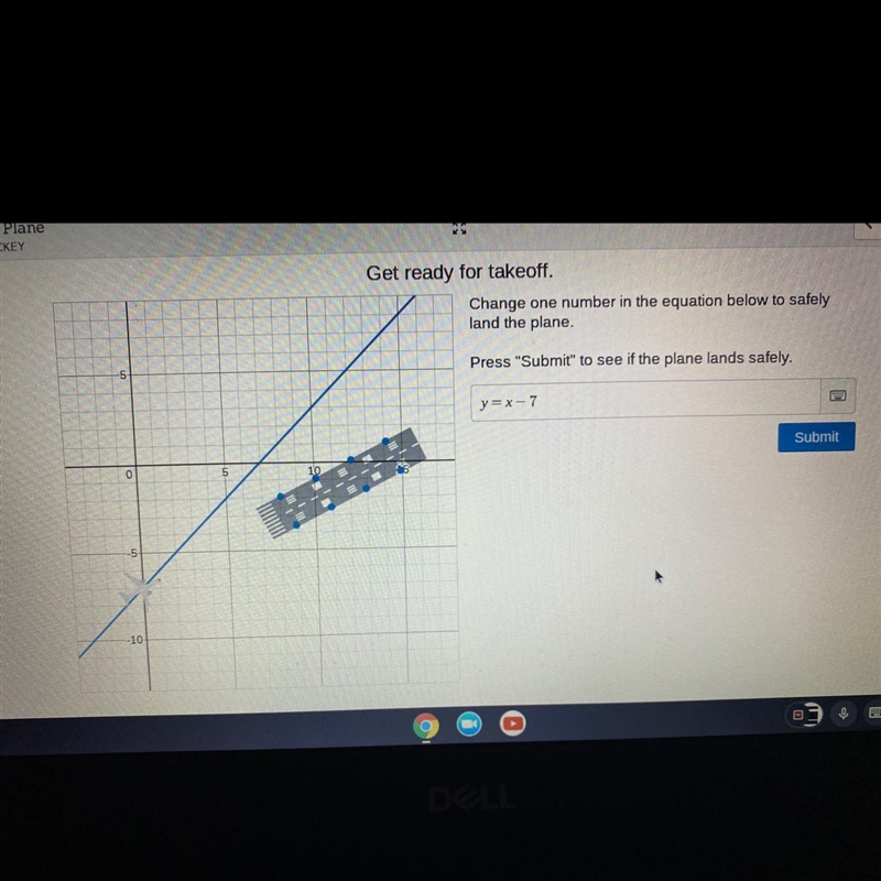 Change one number in the equation below to safely land the plane.-example-1