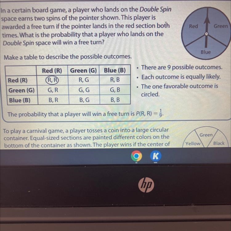 In a certain board game, a player who lands on the Double Spin space earns two spins-example-1