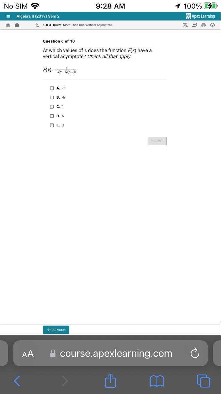 At which values of x does the function F(x) have avertical asymptote? Check all that-example-1