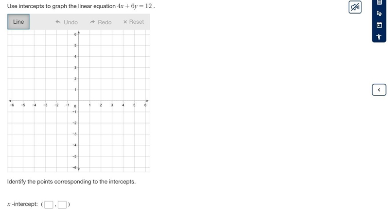 Use intercepts to graph the linear equation 4x+6y=12 .-example-1