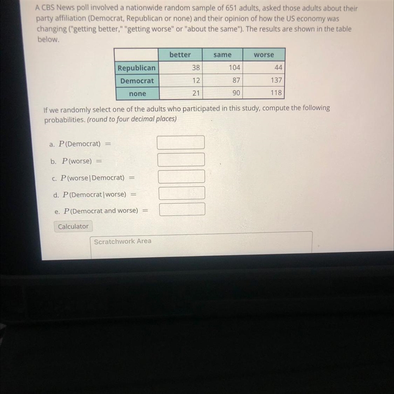 myopenmath.comA CBS News poll involved a nationwide random sample of 651 adults, asked-example-1