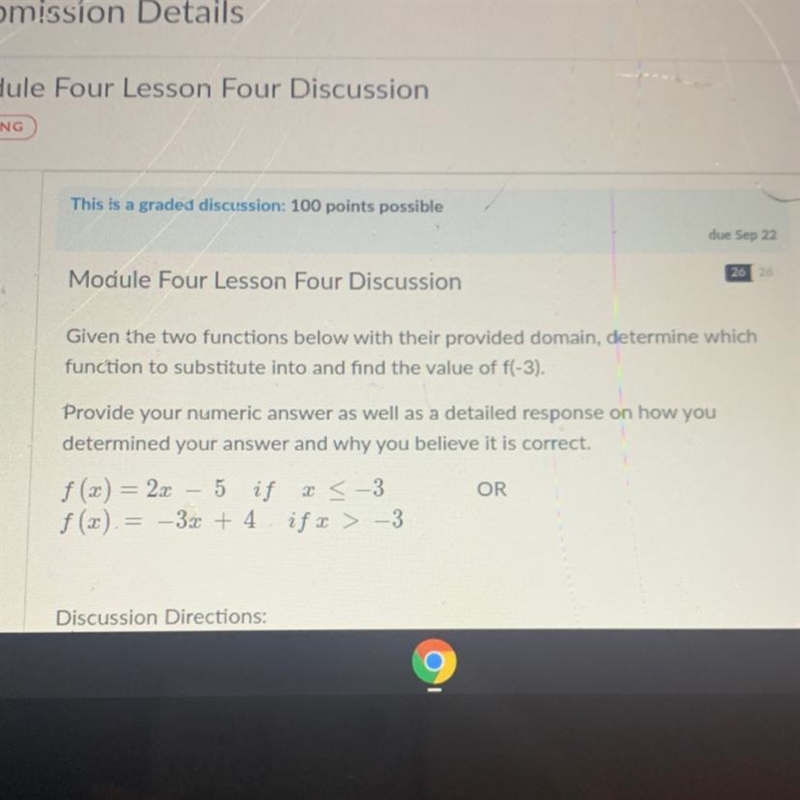 Given the two functions below with their provided domain, determine which function-example-1