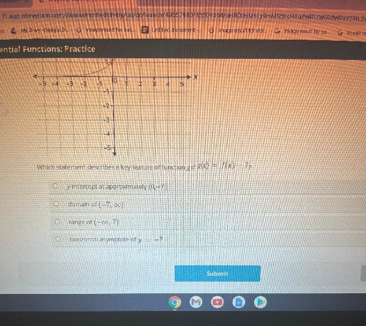 Which statement describes a key feature of the function g if g(x) =f(x)-7-example-2