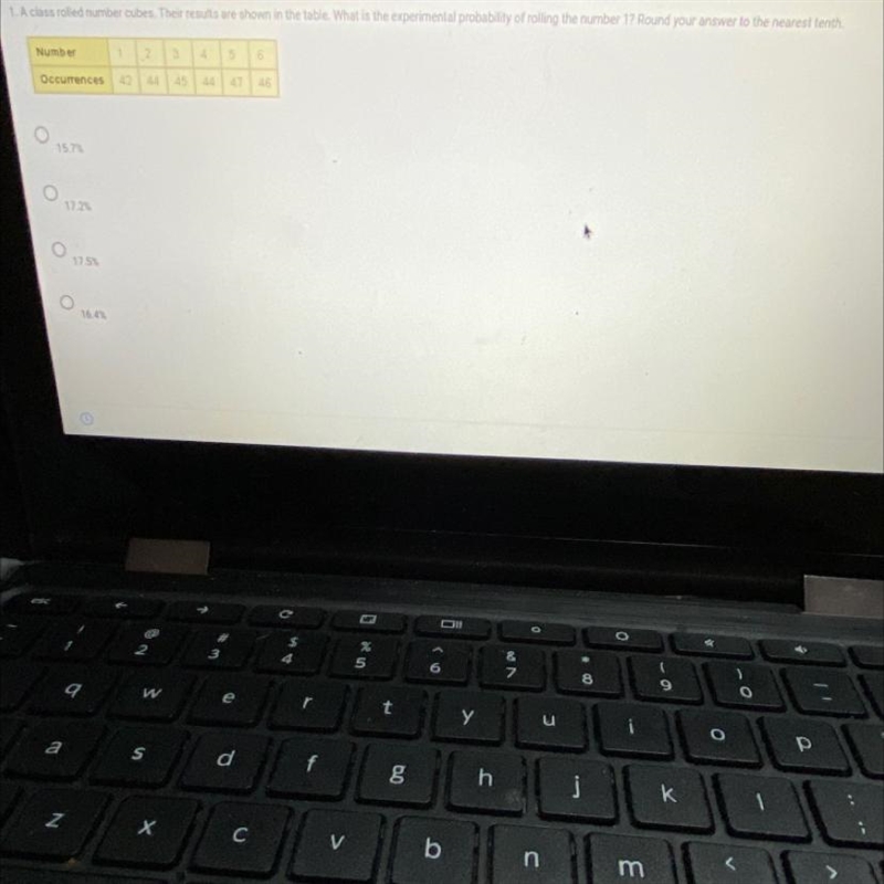 a class rolled number cubes. their results are shown in the table. what is the experimental-example-1