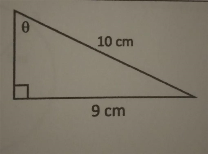 use the trigonometric ratio to find the measure of θ in the triangle. Give your answer-example-1