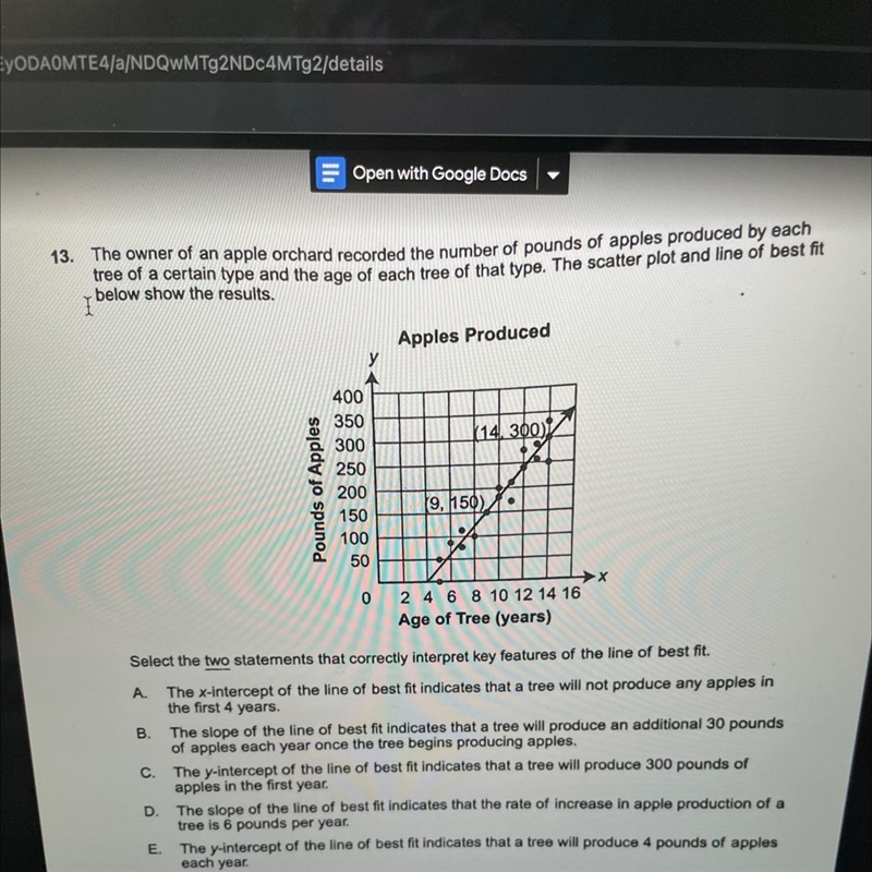 13. The owner of an apple orchard recorded the number of pounds of apples produced-example-1