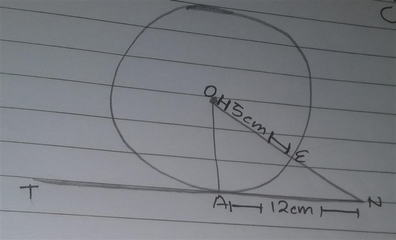 In the given figure, O is the centre of a circle, TN is a Tangent, AN = 12 cm and-example-1