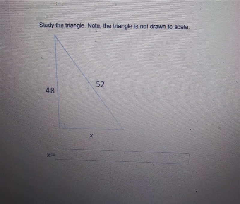 The triangle is not drawn to scale.What does X =-example-1