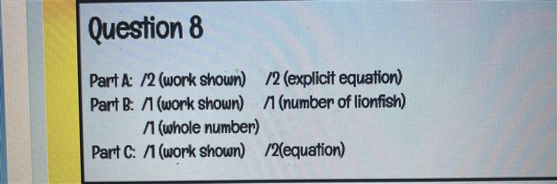 Hello! Need a little help on parts a,b, and c. The rubric is attached, Thank you!-example-1