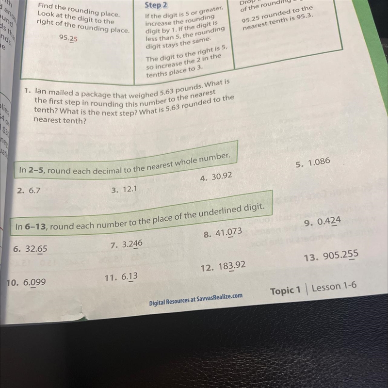 In 6-13 round each number to the place of the underlined digit-example-1