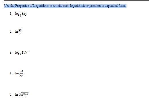 Use the Properties of Logarithms to rewrite each logarithmic expression in expanded-example-1