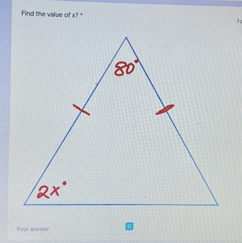 Find the value of x on this triangle-example-1