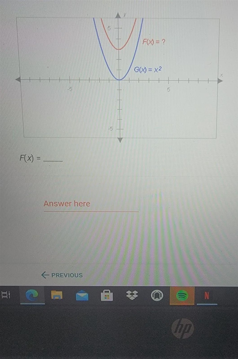 The graphs below have the same shape. Complete the equation of the redgraph. Enter-example-1