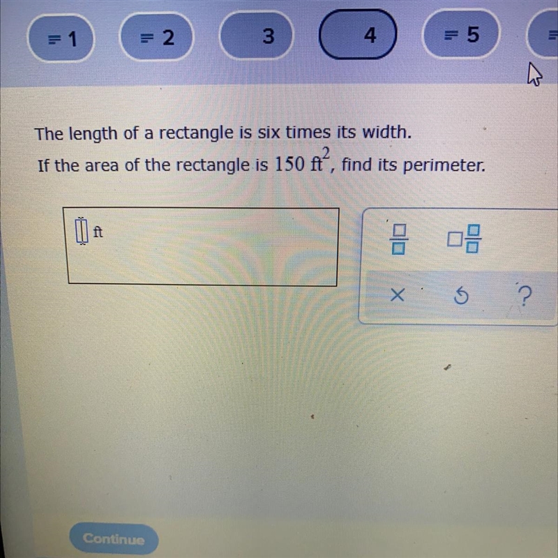 The length of a rectangle is six times it’s width. If the area of the rectangle is-example-1