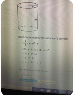 9, 20 select the formula for the volume of a cylinder-example-1