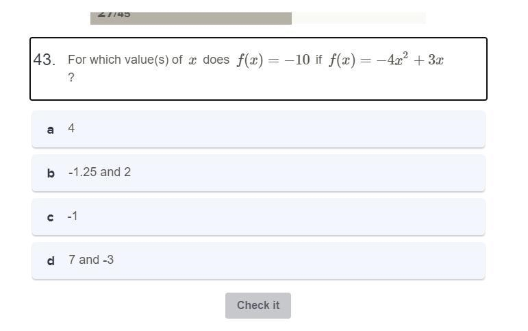 For which value(s) of x does f(x)=-10-example-1