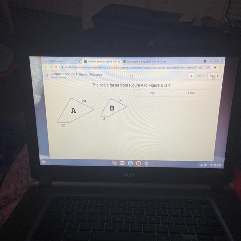 The scale factor from figure A to figure B is 4Solve for x-example-1